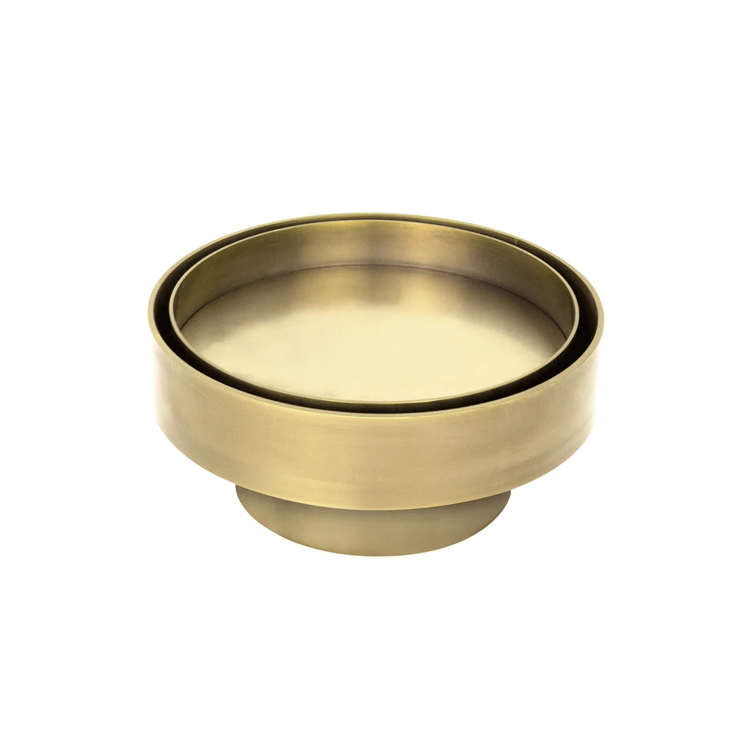 100mm Round Brushed Gold / Brass Tile Insert Floor Waste