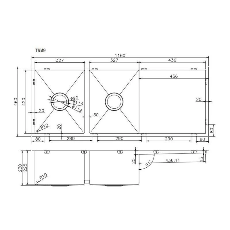 1160 x 460 x 230 mm Kitchen Sink - Image 2