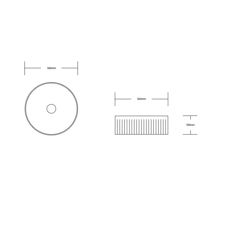 360mm Round Flutted Matte Black Above Counter Basin - Image 5