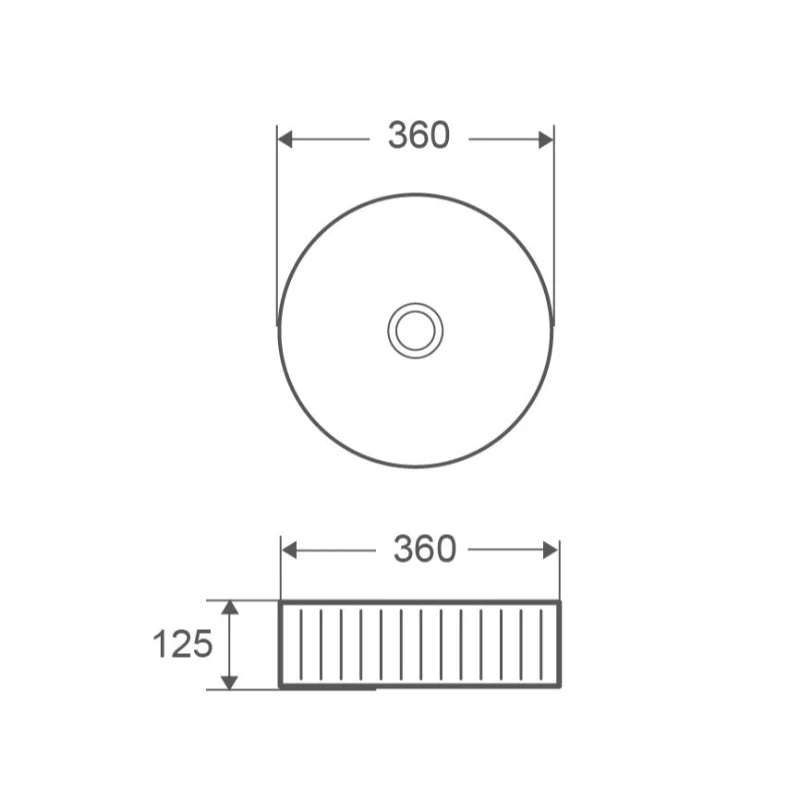 365mm Fluted Round Matte Black Above Counter Basin - Image 2