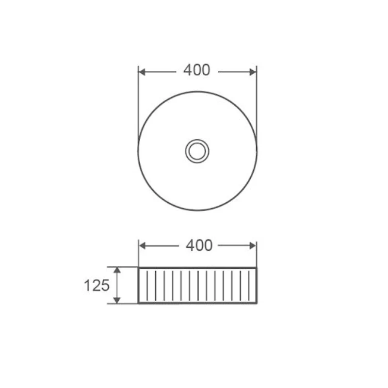 400mm Fluted Round Matte White Above Counter Basin - Image 2