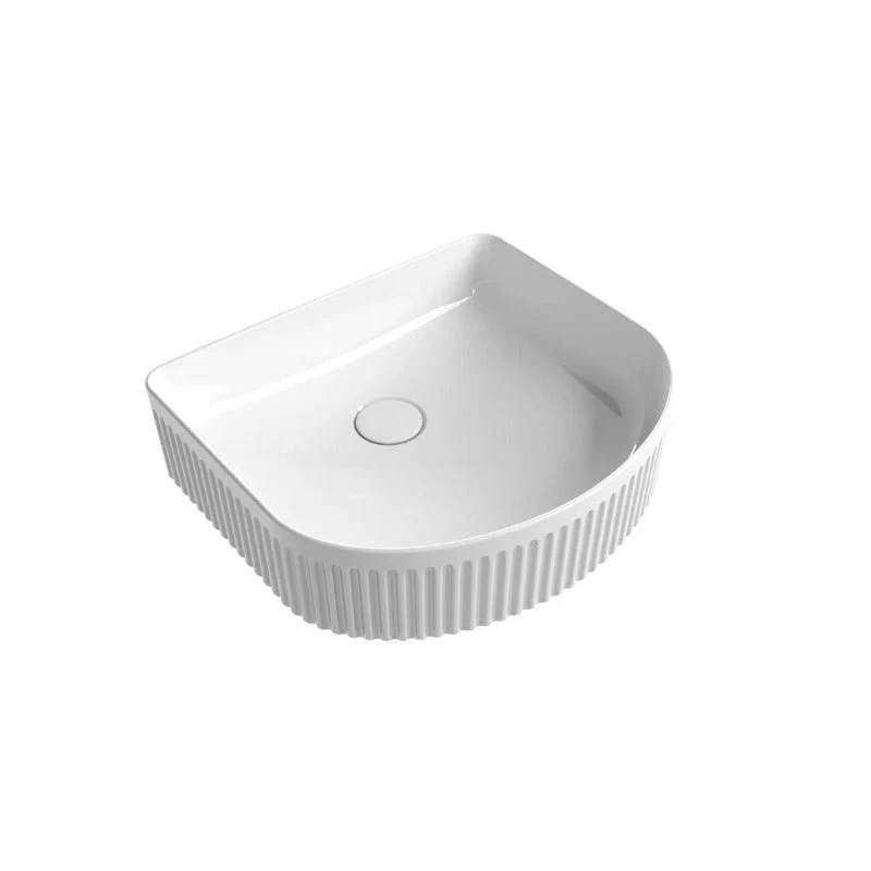 410mm Fluted Arched Matte White Above Counter Basin