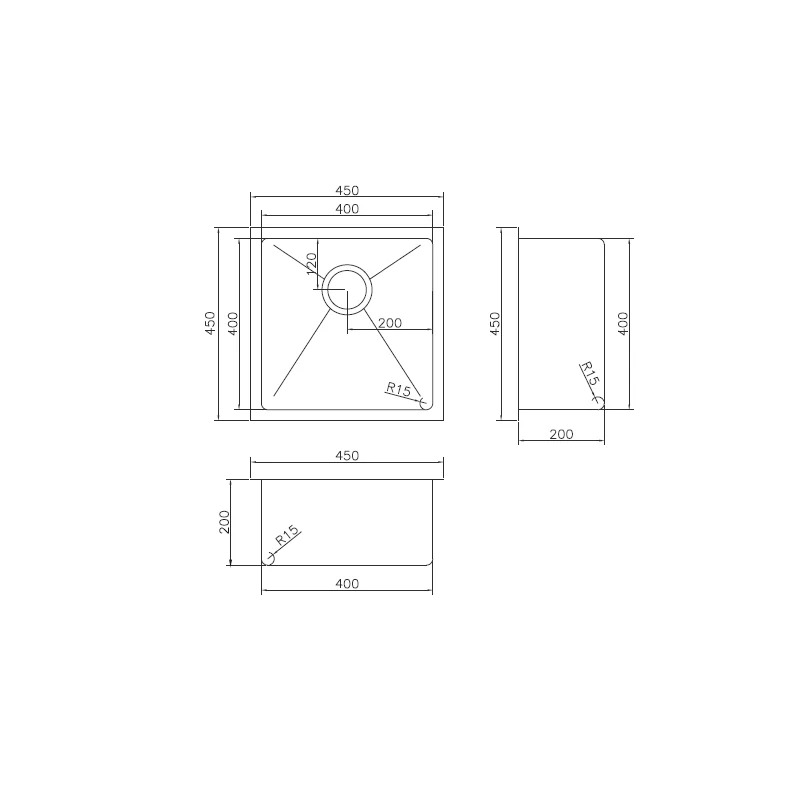 450 x 450 x 200mm Kitchen & Laundry Sink - Image 2