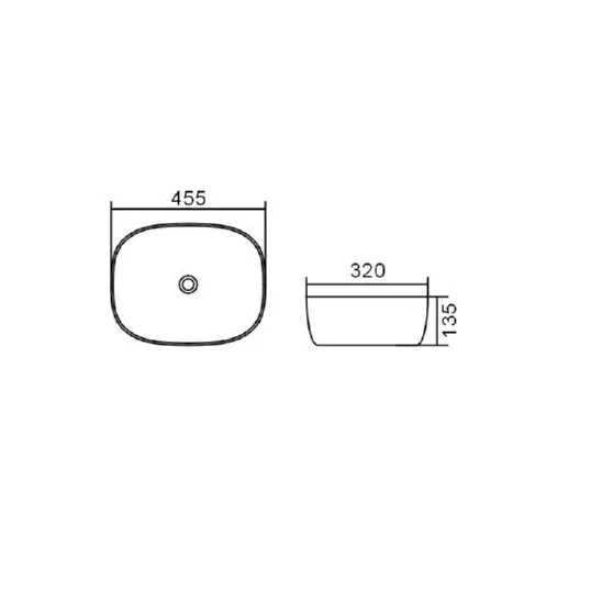 455 X 320 x 135 mm Rectangular Above Counter Basin - Image 3