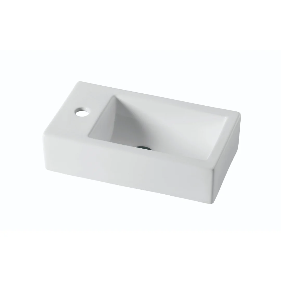 455mm Gloss White Wall Hung Basin - Left Taphole