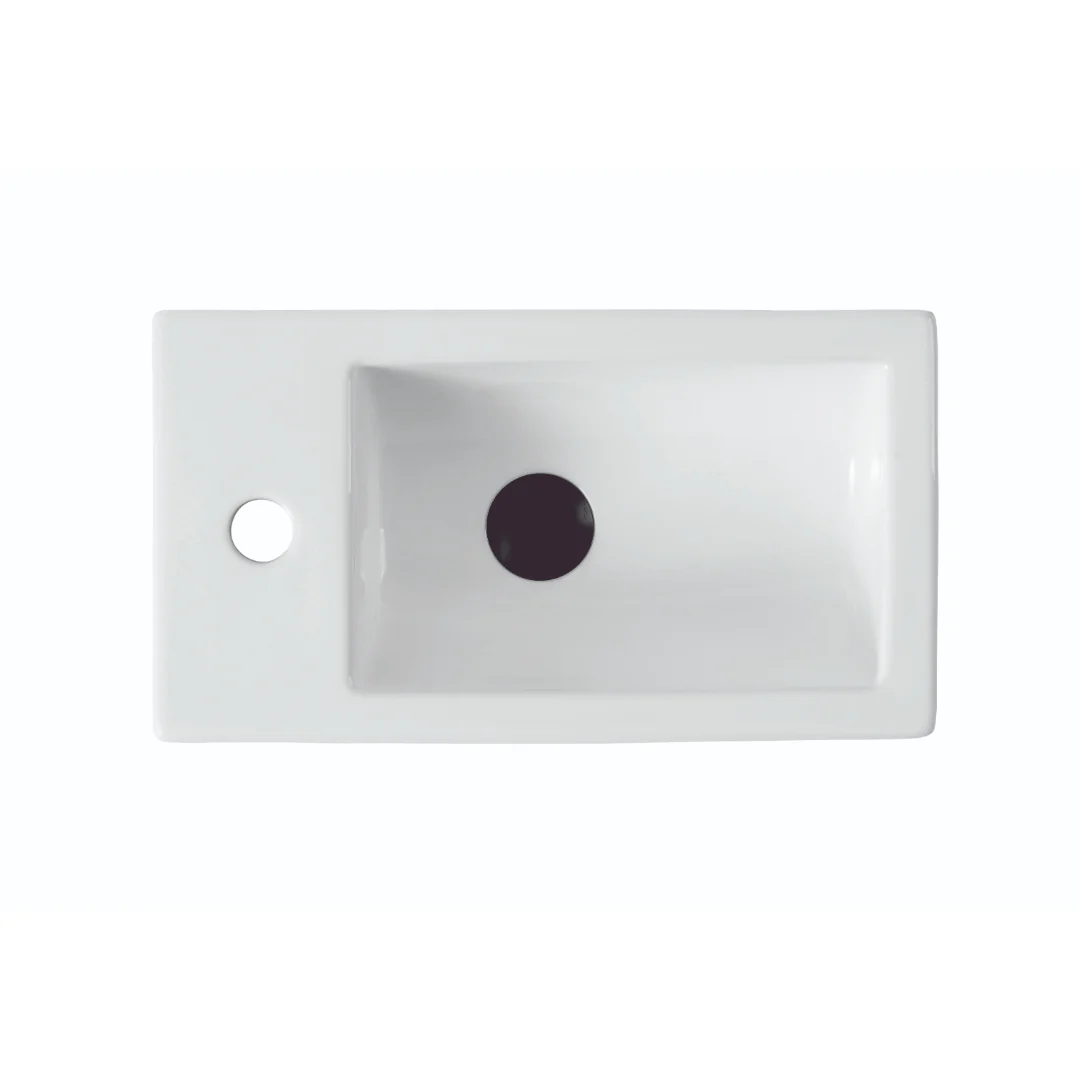 455mm Gloss White Wall Hung Basin - Left Taphole - Image 2