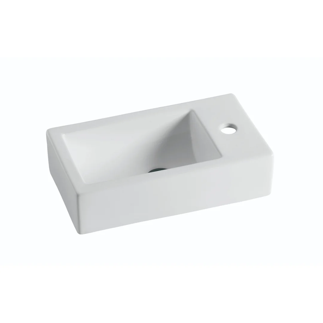455mm Gloss White Wall Hung Basin - Right Taphole