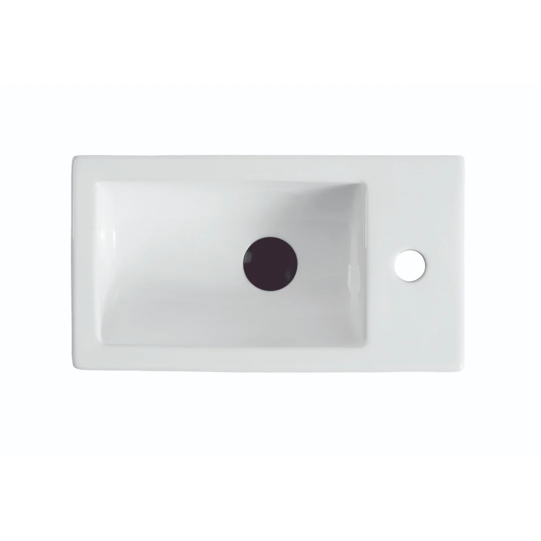 455mm Gloss White Wall Hung Basin - Right Taphole - Image 2