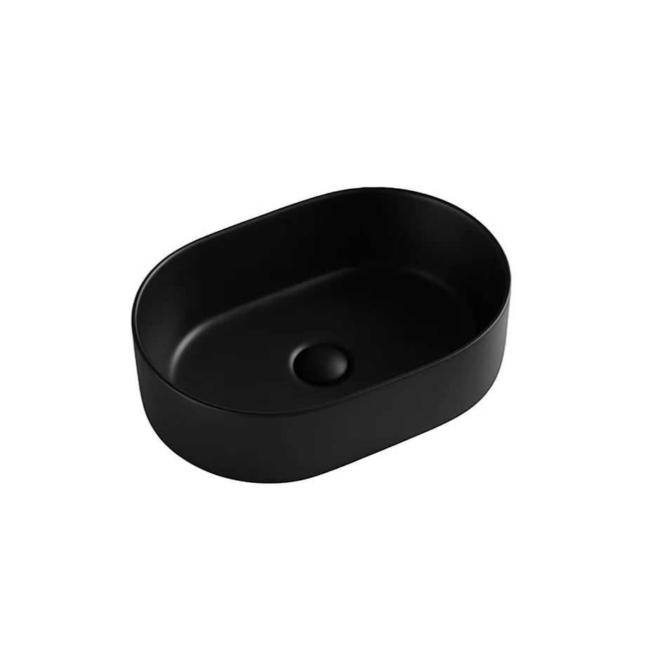 460mm Oval Matte Black Above Counter Basin