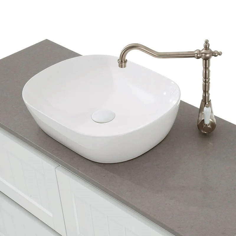 460mm Rectangle Gloss White Above Counter Basin - Image 3
