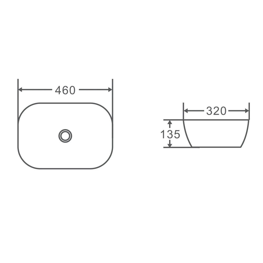 460mm Rectangle Gloss White Above Counter Basin - Image 4