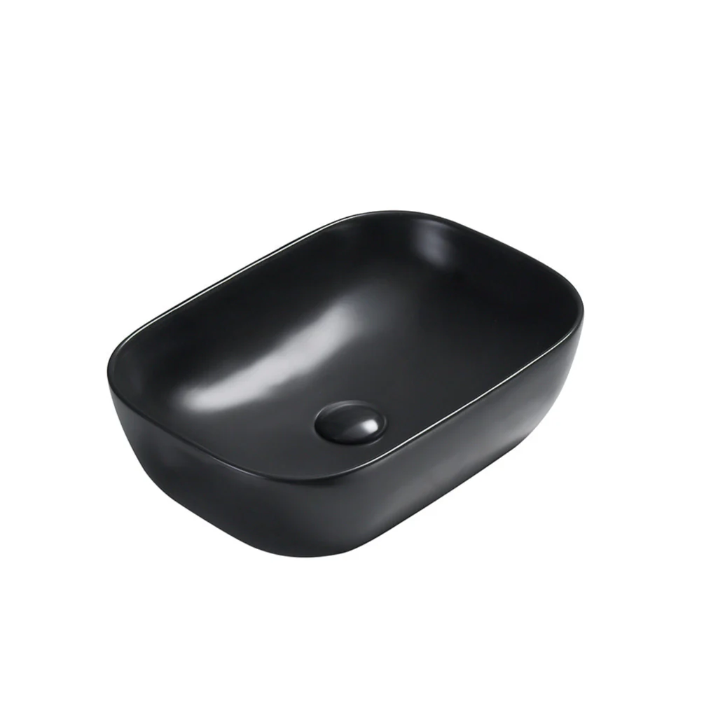 460mm Rectangle Matte Black Above Counter Basin