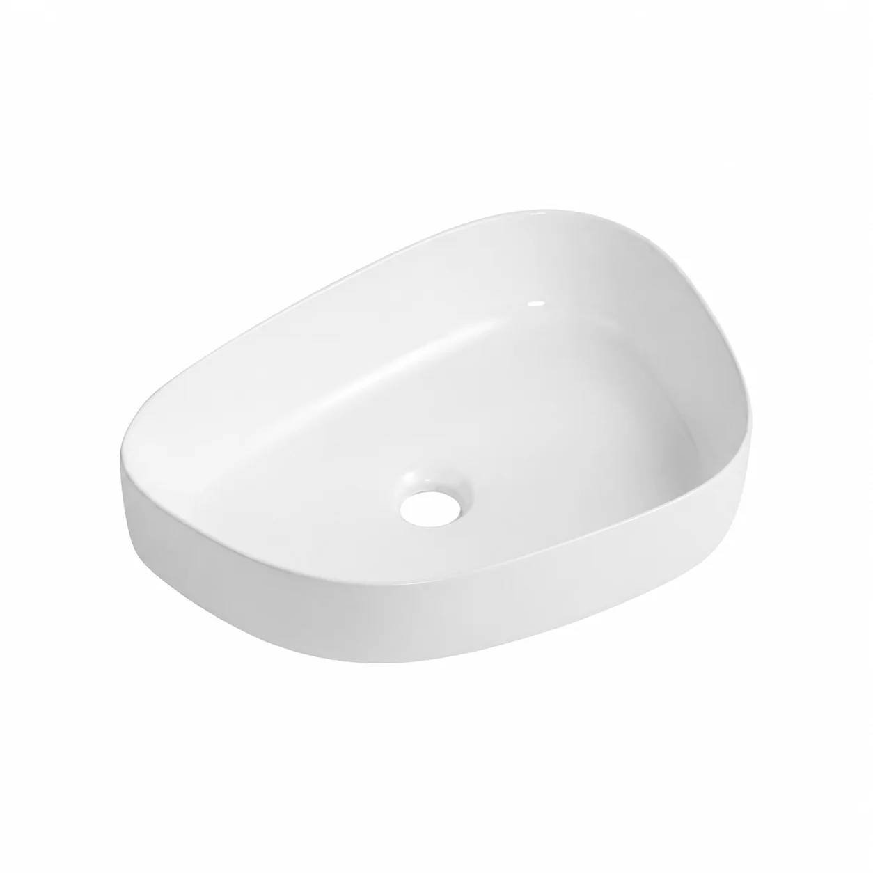 480mm Asymmetrical Gloss White Slim Above Counter Basin