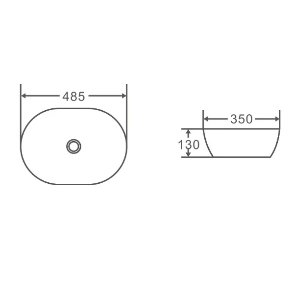 485mm Oval Matte White Above Counter Basin - Image 3