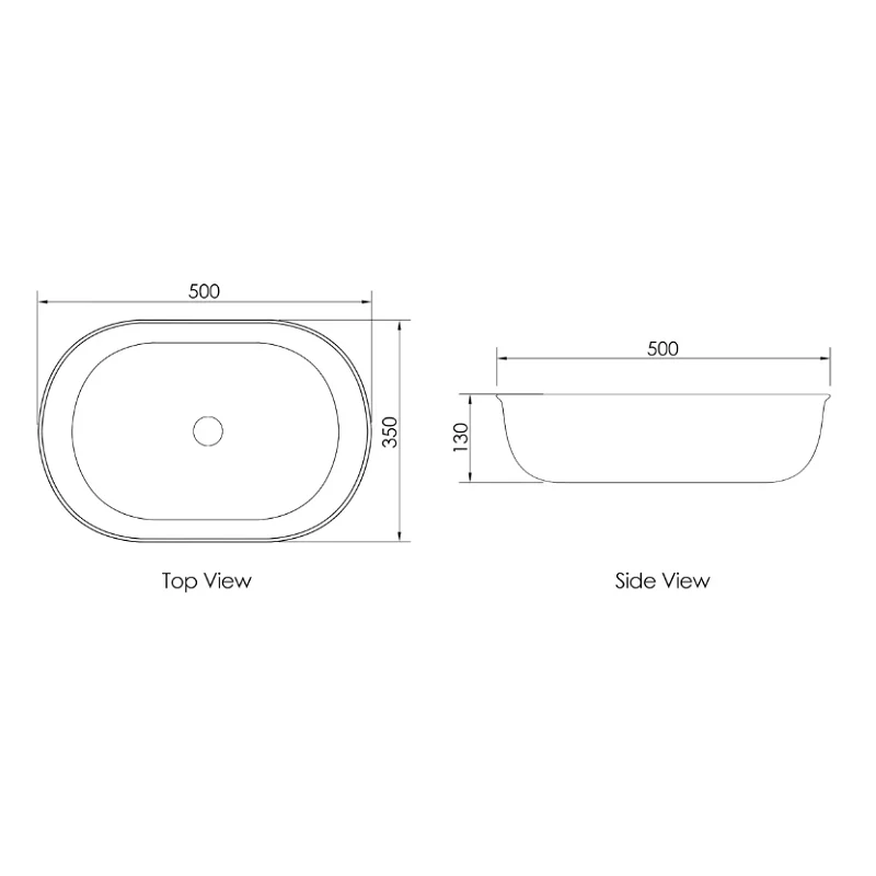 500mm Bronte Matte White Oval Above Counter Basin - Image 2