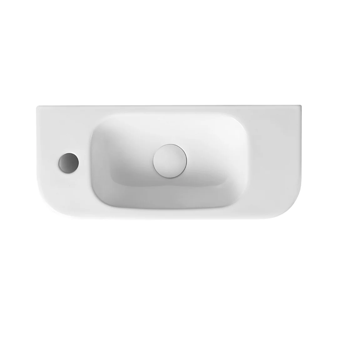 500mm Gloss White Wall Hung Basin - Left Taphole - Image 2