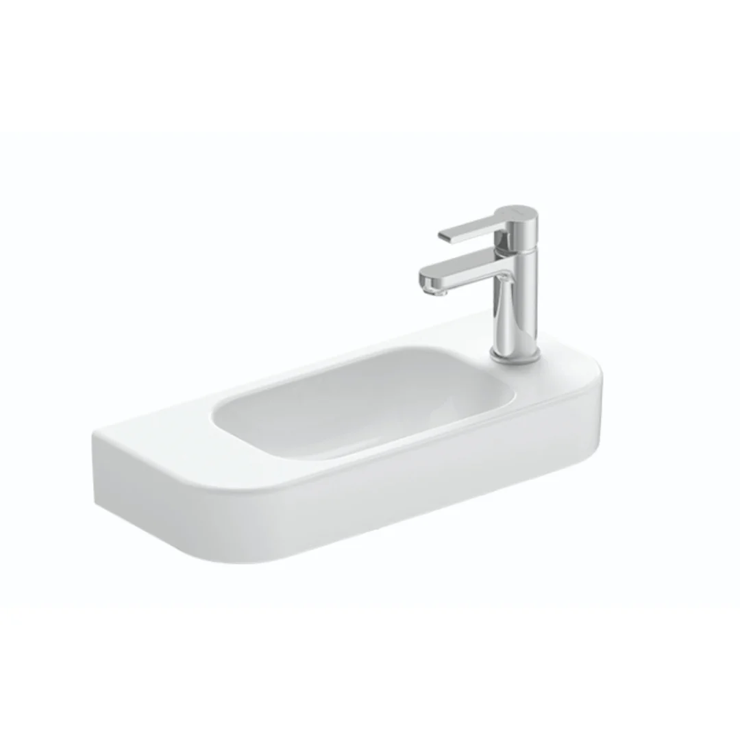 500mm Gloss White Wall Hung Basin - Right Taphole