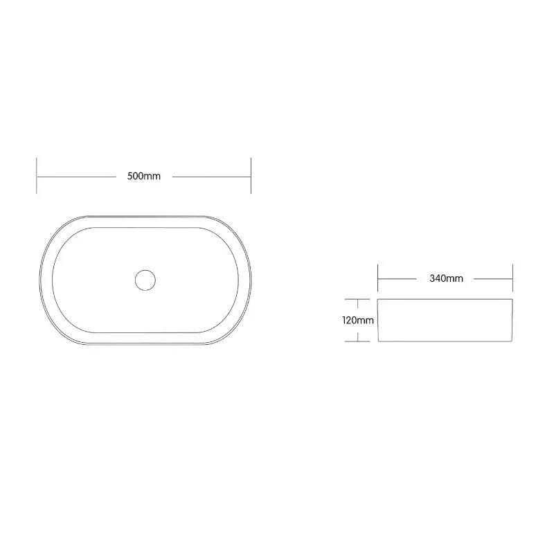 500mm Quay Matte White Oval Above Counter Basin - Image 3