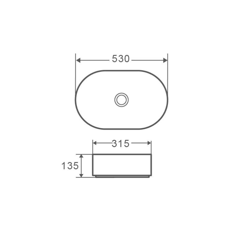 530mm Oval Matte Black Above Counter Basin - Image 2