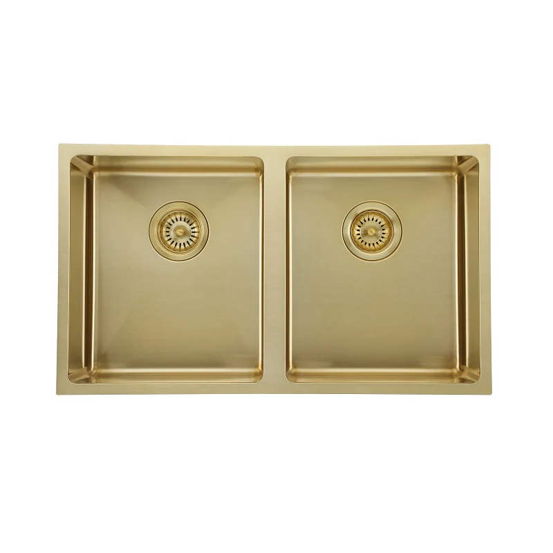 770 x 440 x 200 Brushed Gold Double Kitchen Sink