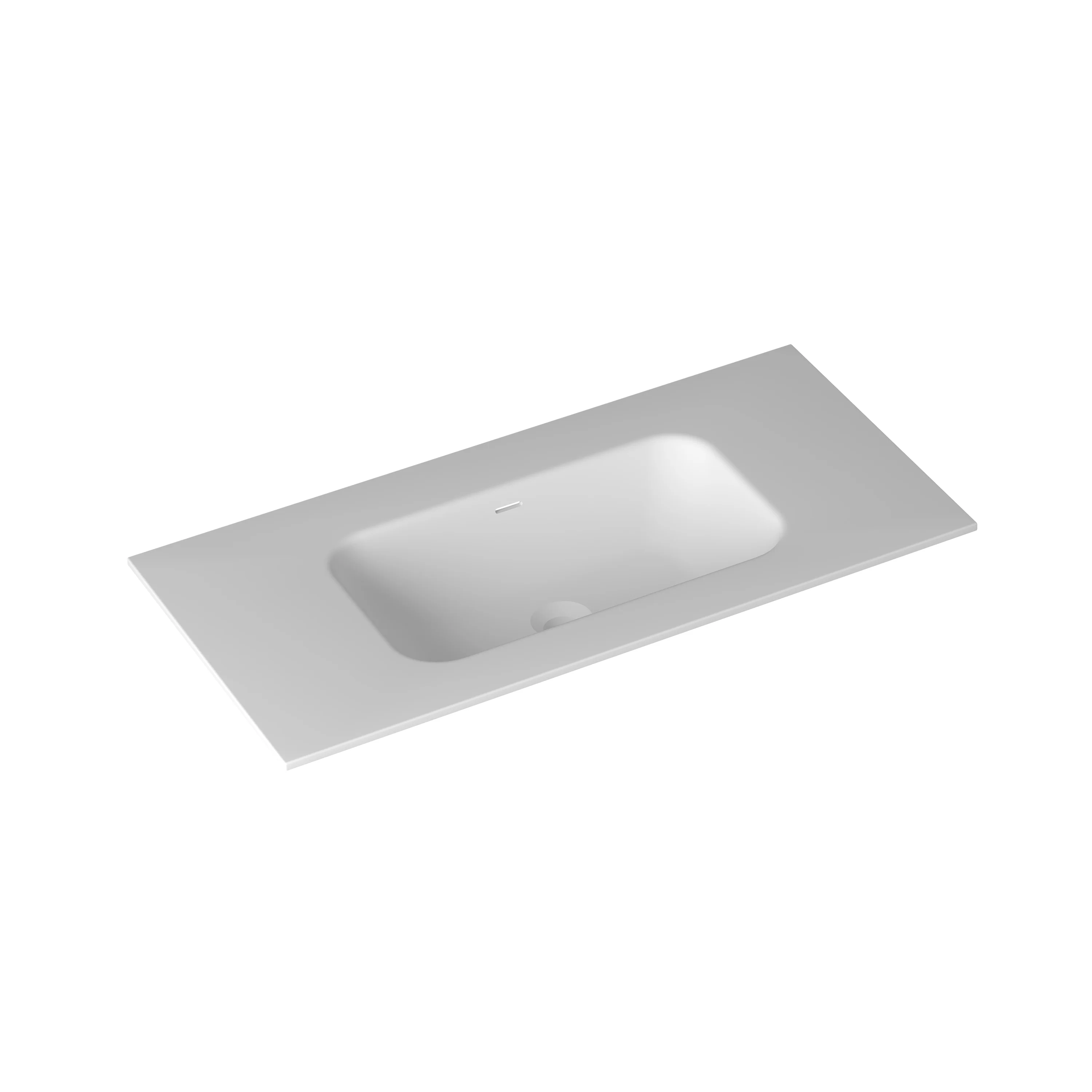900mm Square Matte White Solid Surface Stone Integrated Top with Overflow