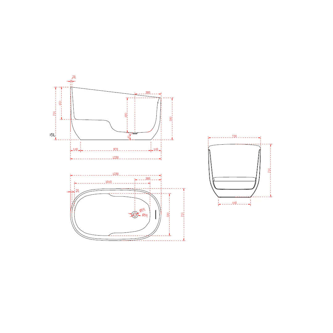 Akira 1250mm Japanese Soaking Freestanding Bath Tub With Seat - Image 6