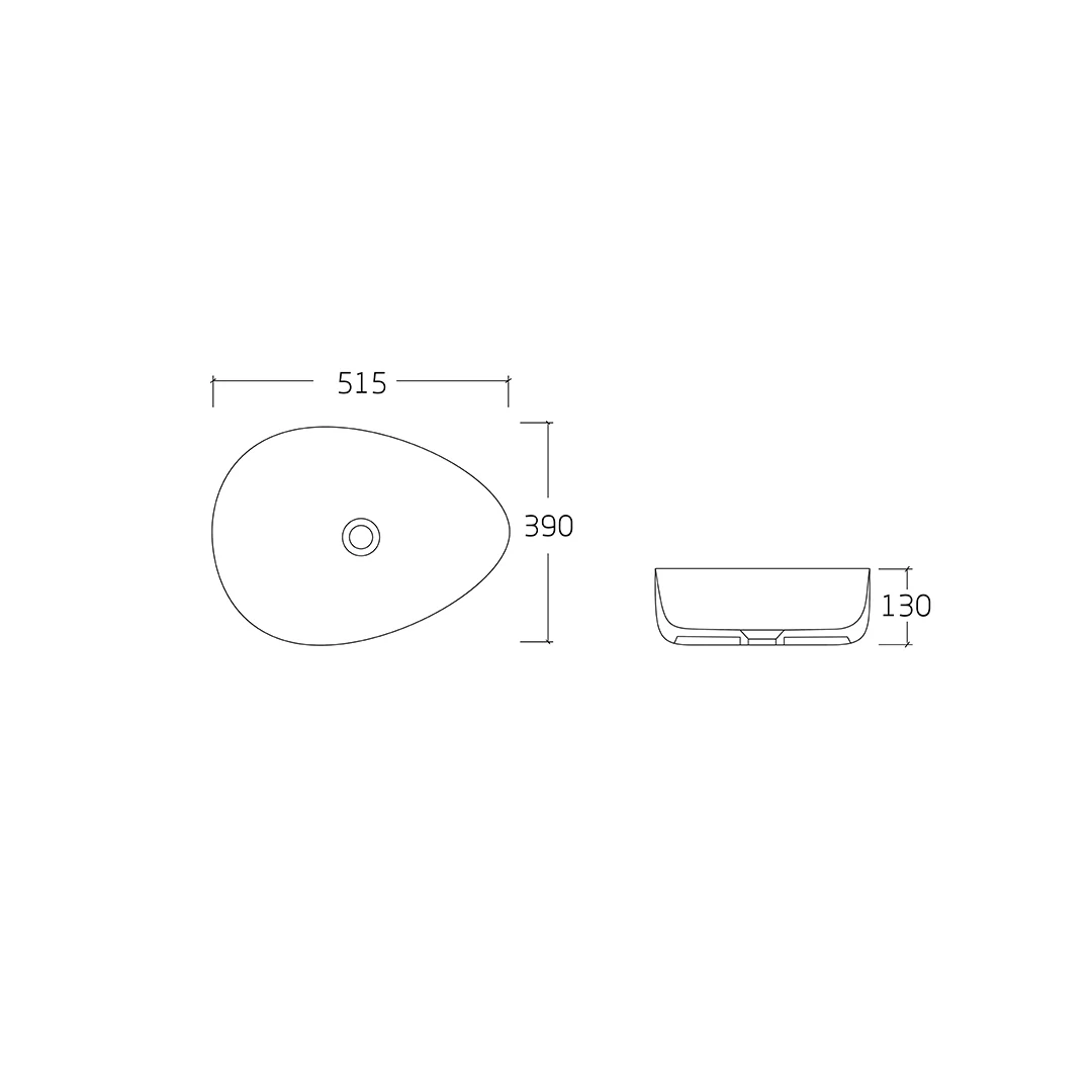 Aluna 515 Gloss White Asymmetrical Above Counter Basin - Image 2