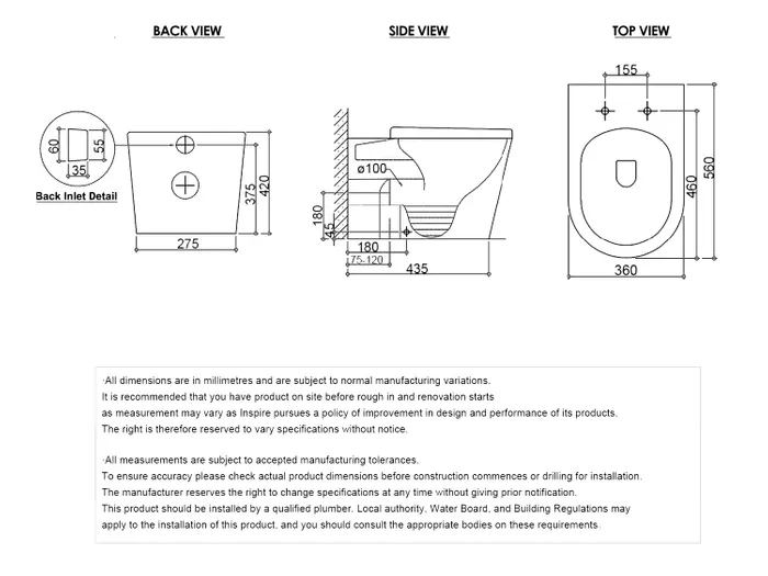 Alzano Rimless Tornado In Wall Toilet Suite Pan - Image 4