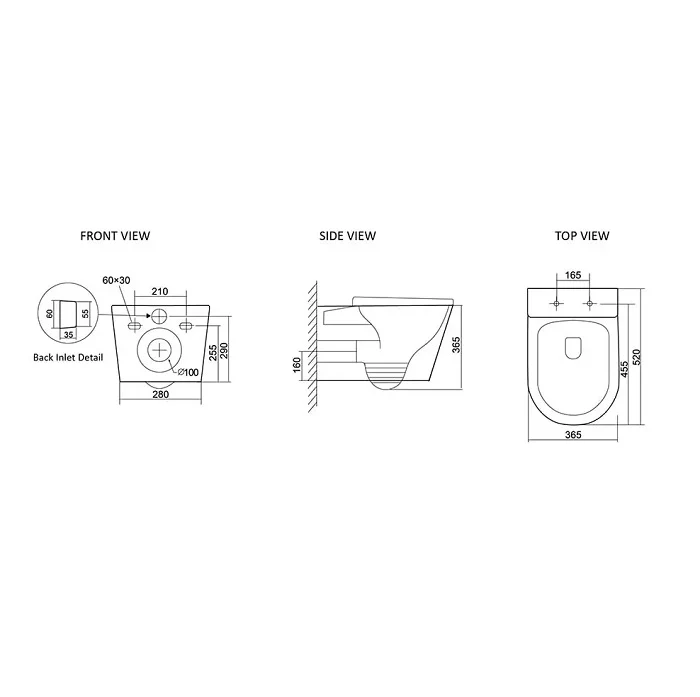 Alzano Tornado Rimless Wall Hung Toilet Suite Pan - Image 2