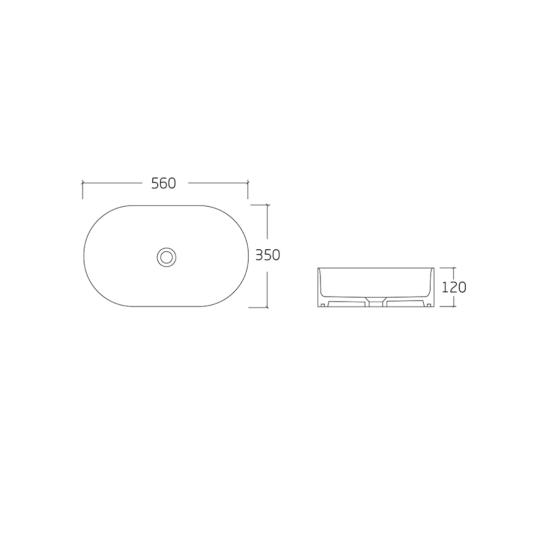 Amara 560 Gloss White Oval Fluted Above Counter Basin - Image 2