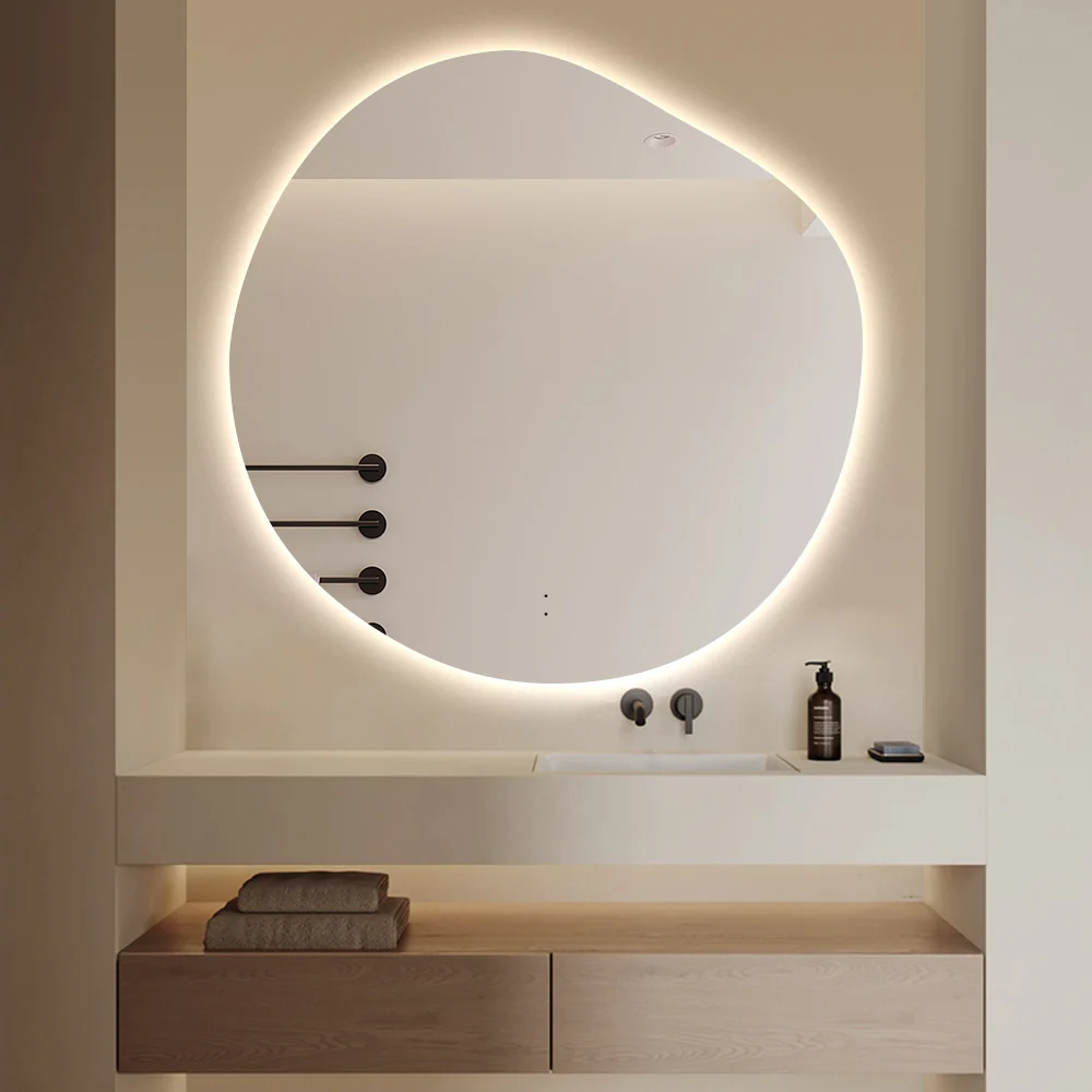 Amora Touchless 800 x 800 Asymmetrical LED Mirror - Three Light Temperatures - Image 2