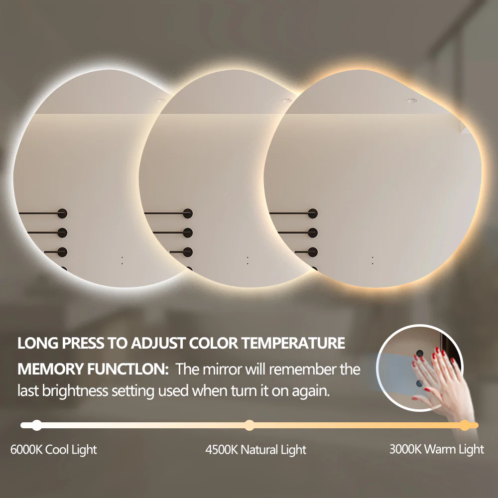 Amora Touchless 800 x 800 Asymmetrical LED Mirror - Three Light Temperatures - Image 5