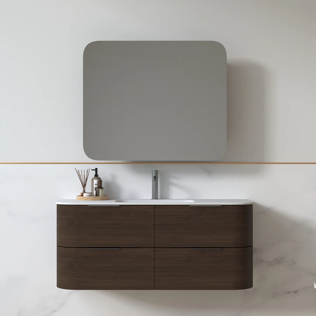 Anela 1200 Curved Alder Walnut Wall Hung Vanity - Image 5