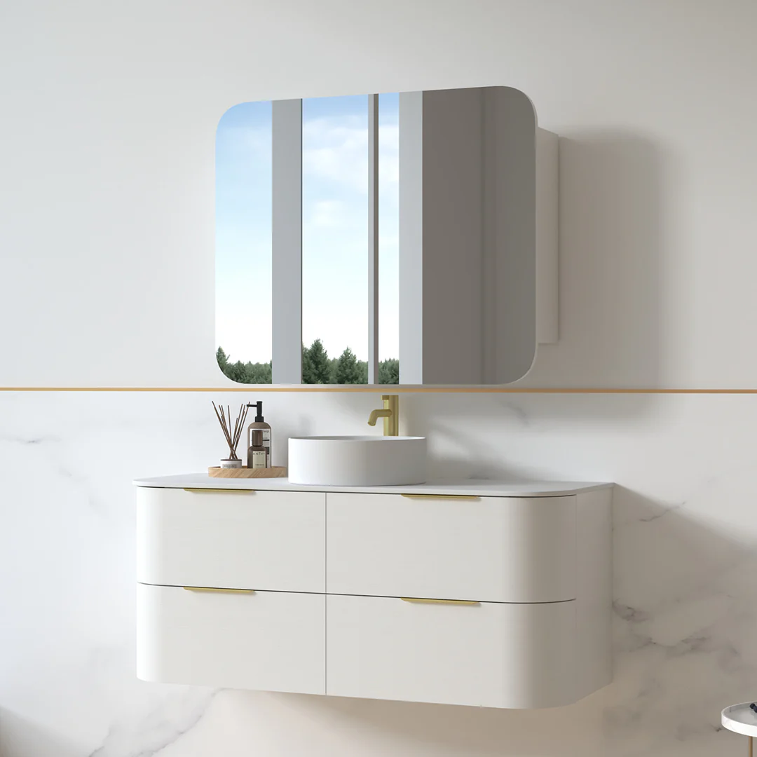 Anela 1200 Curved White Grain Wall Hung Vanity - Image 2