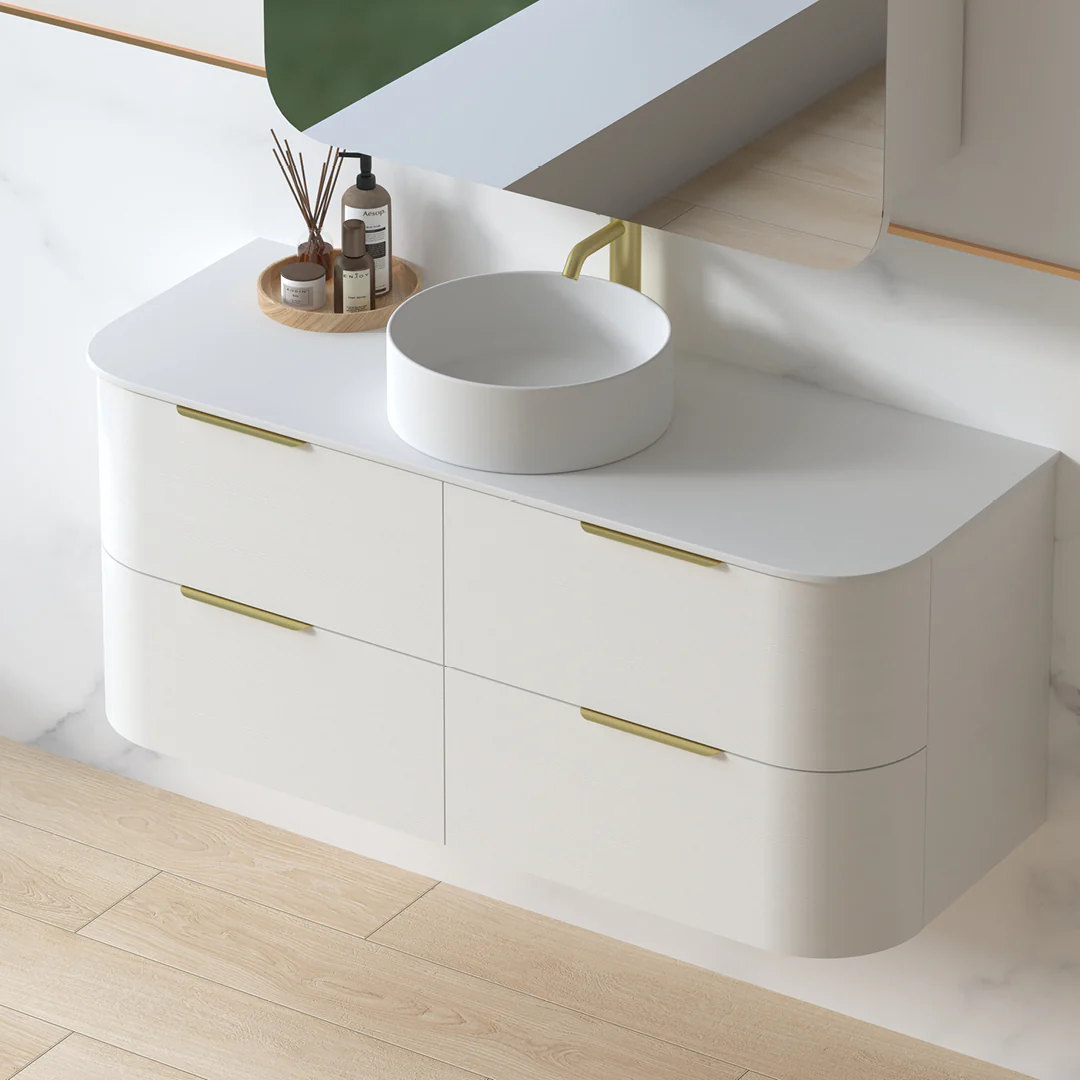 Anela 1200 Curved White Grain Wall Hung Vanity - Image 3