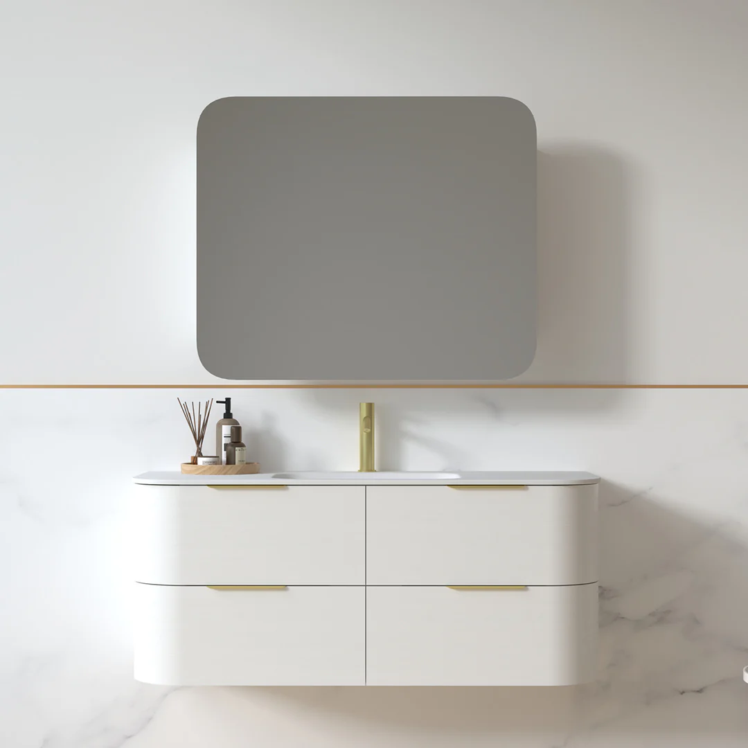 Anela 1200 Curved White Grain Wall Hung Vanity - Image 5