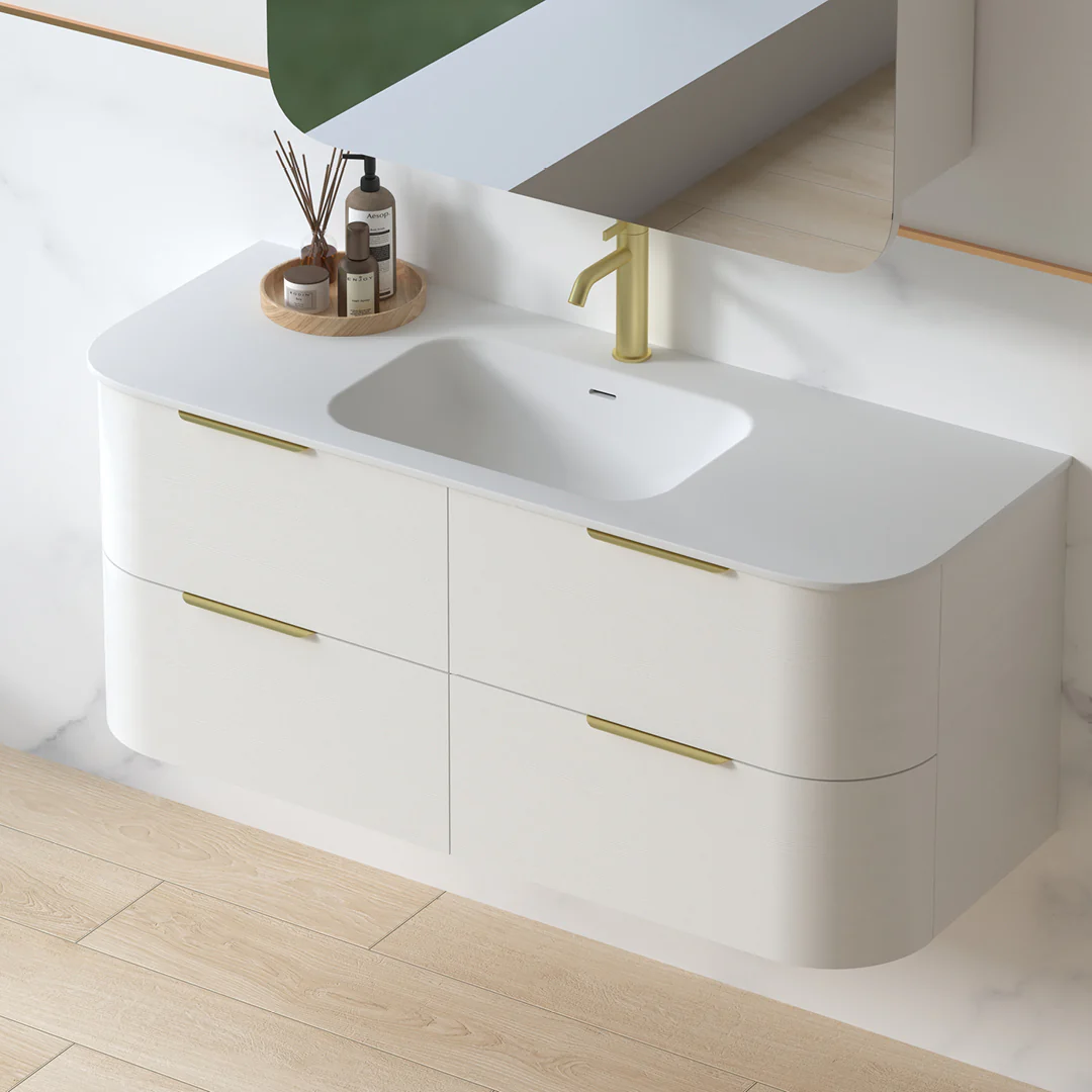 Anela 1200 Curved White Grain Wall Hung Vanity - Image 6