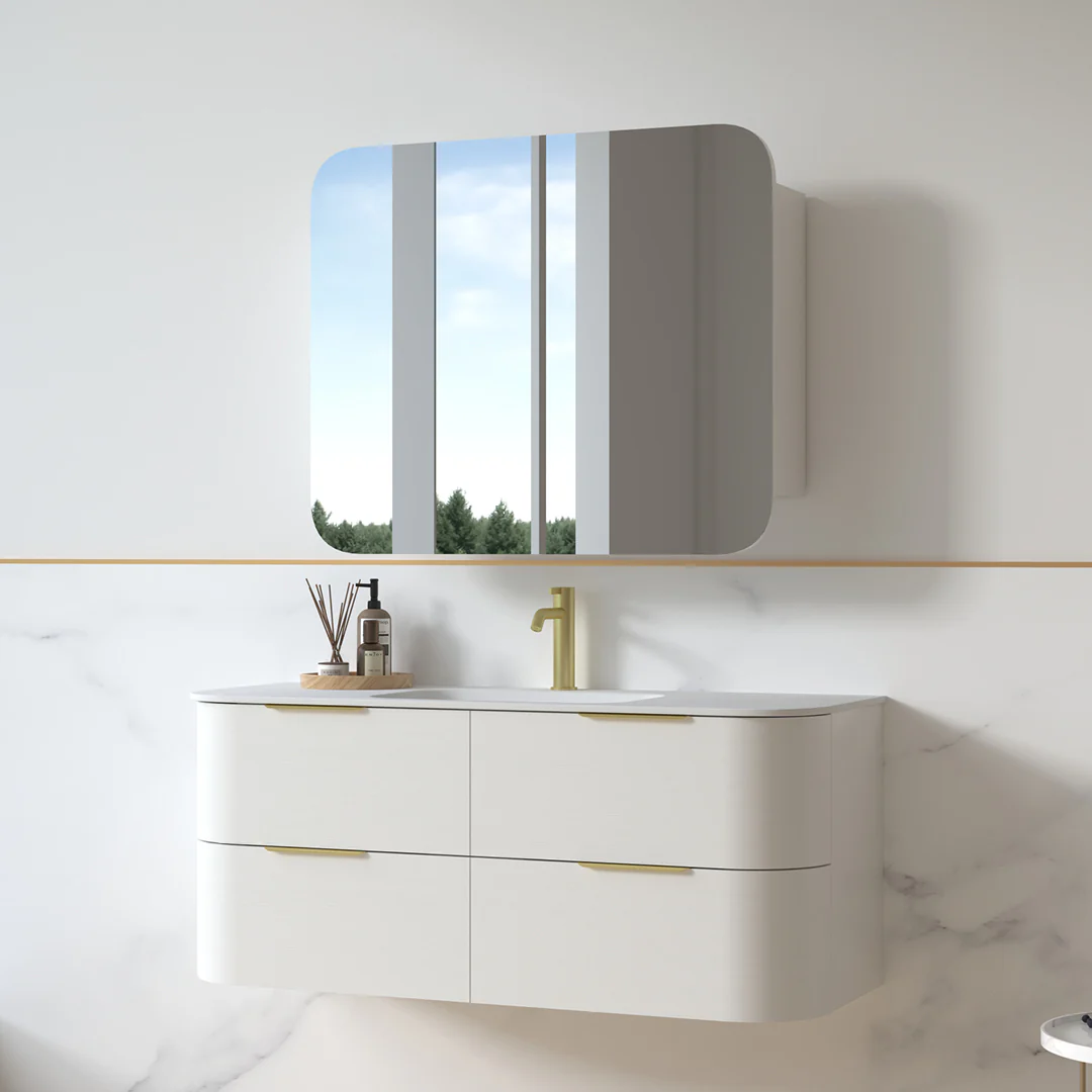 Anela 1200 Curved White Grain Wall Hung Vanity - Image 8