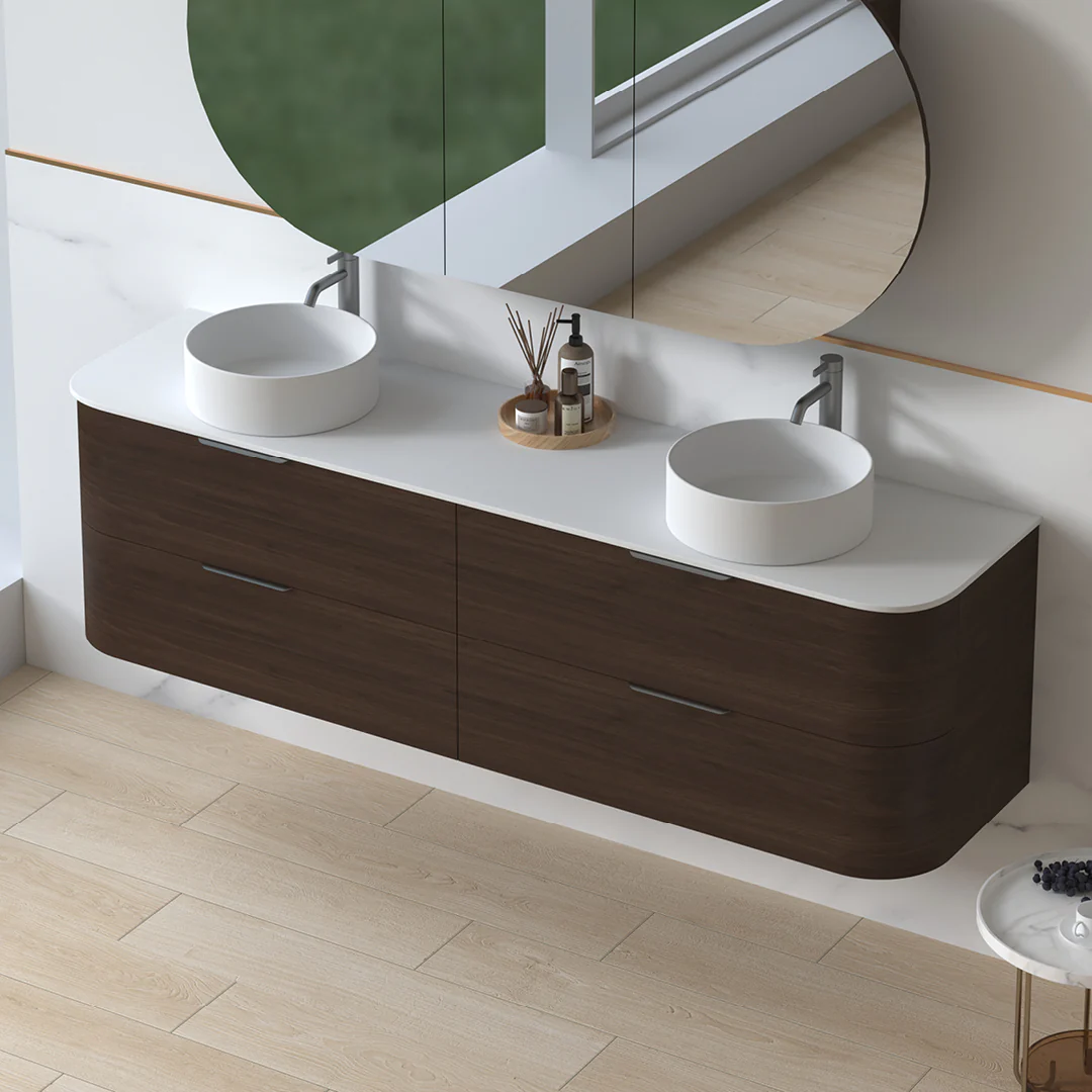 Anela 1800 Curved Alder Walnut Wall Hung Vanity - Image 3