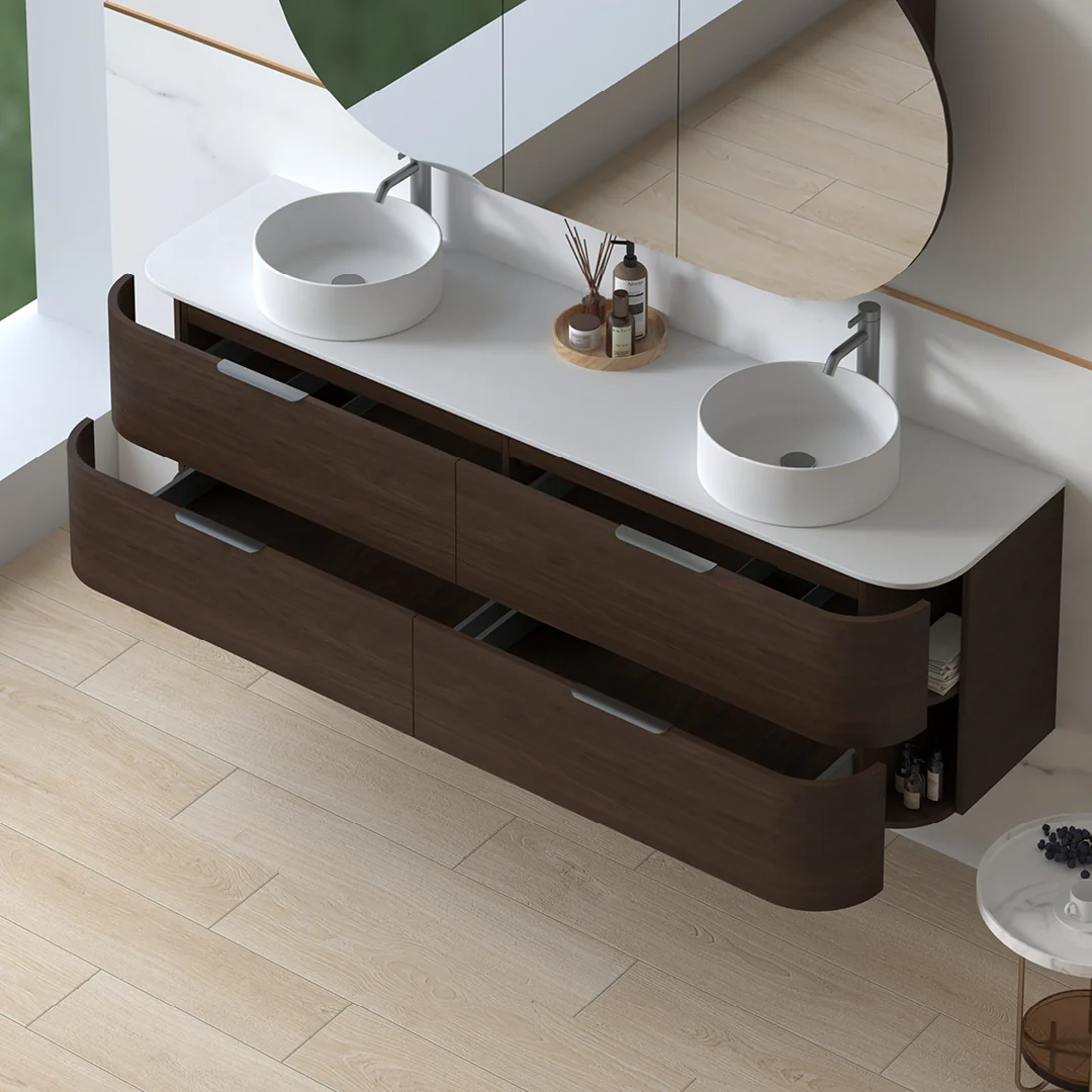 Anela 1800 Curved Alder Walnut Wall Hung Vanity - Image 4