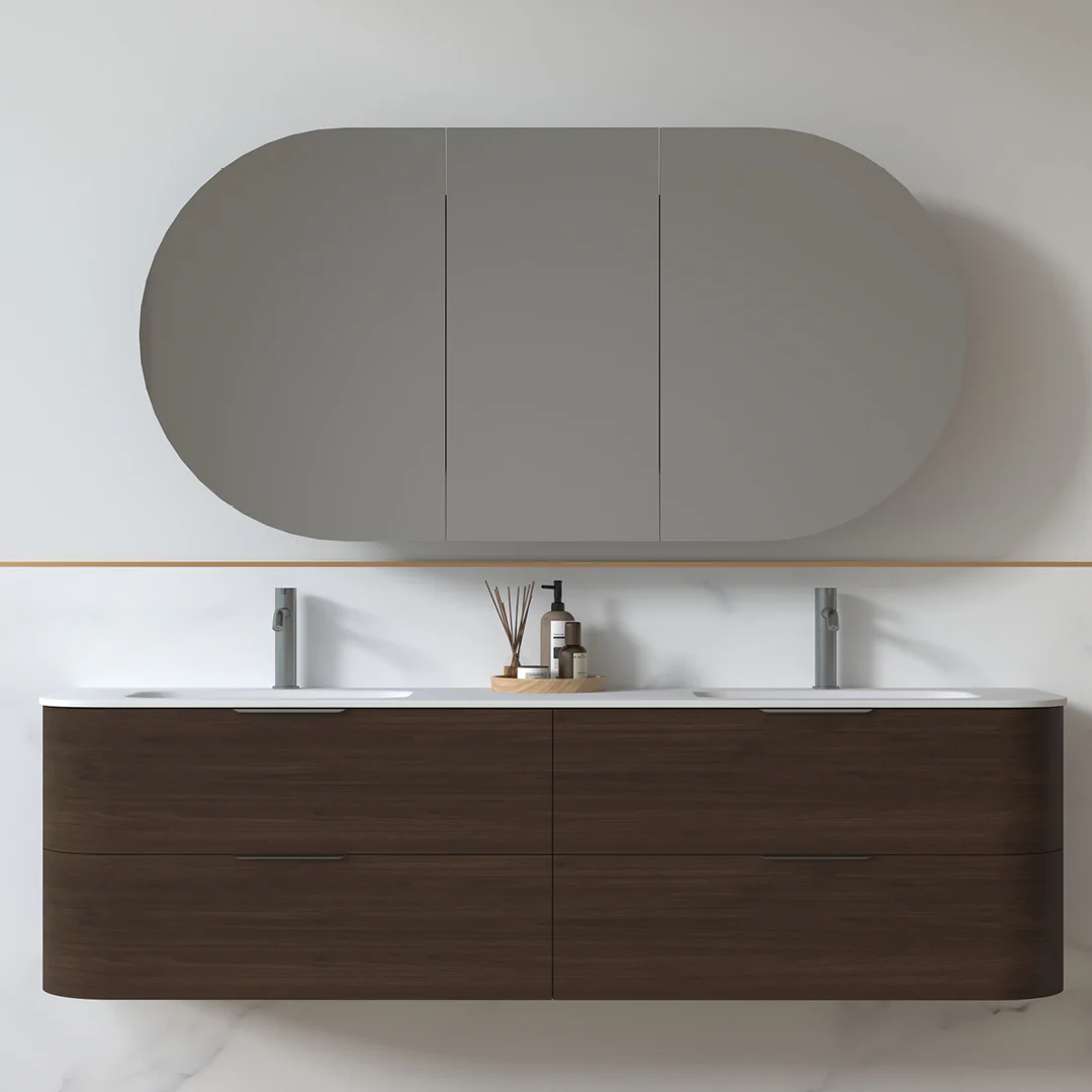 Anela 1800 Curved Alder Walnut Wall Hung Vanity - Image 5