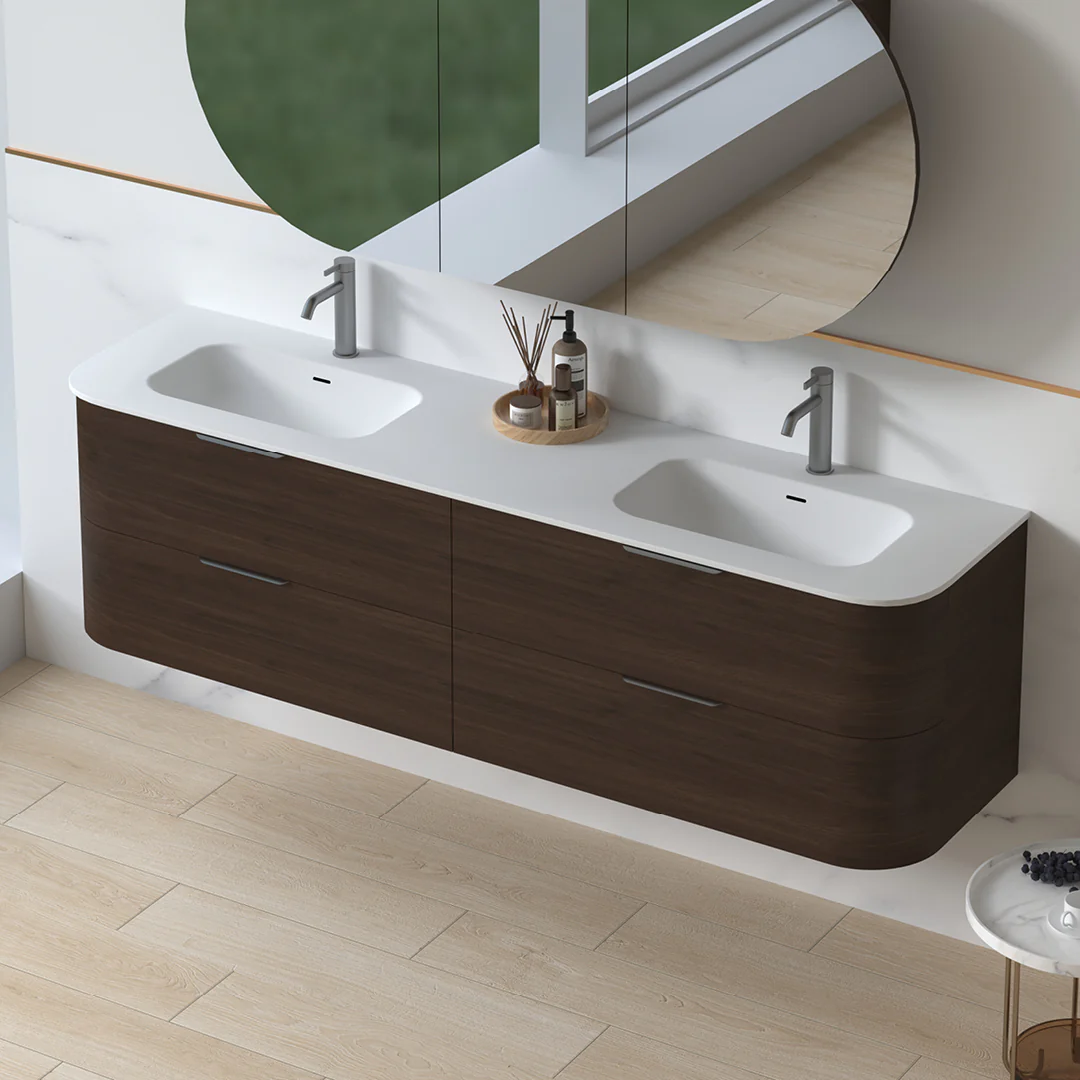 Anela 1800 Curved Alder Walnut Wall Hung Vanity - Image 6