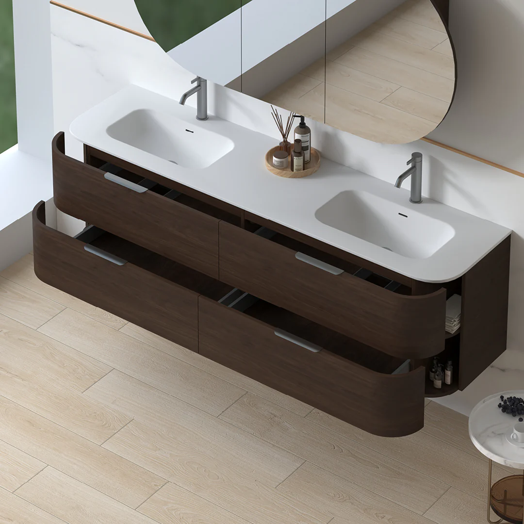 Anela 1800 Curved Alder Walnut Wall Hung Vanity - Image 7