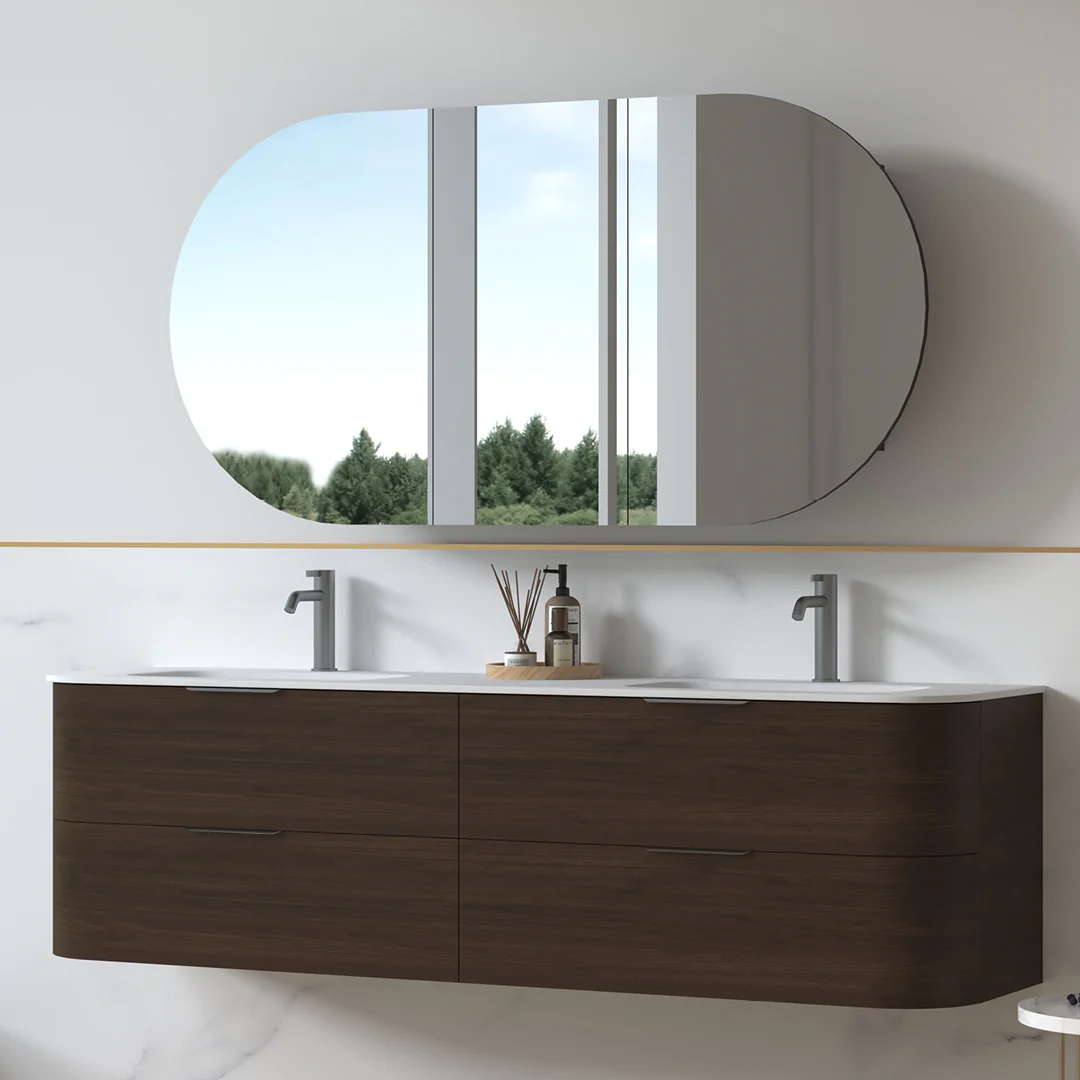 Anela 1800 Curved Alder Walnut Wall Hung Vanity - Image 8