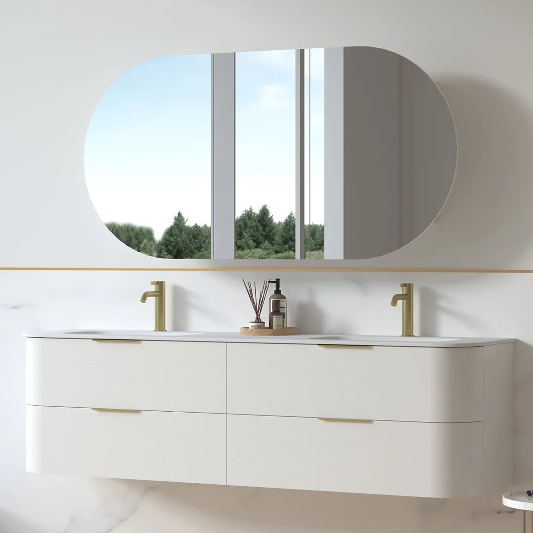 Anela 1800 Curved White Grain Wall Hung Vanity - Image 6