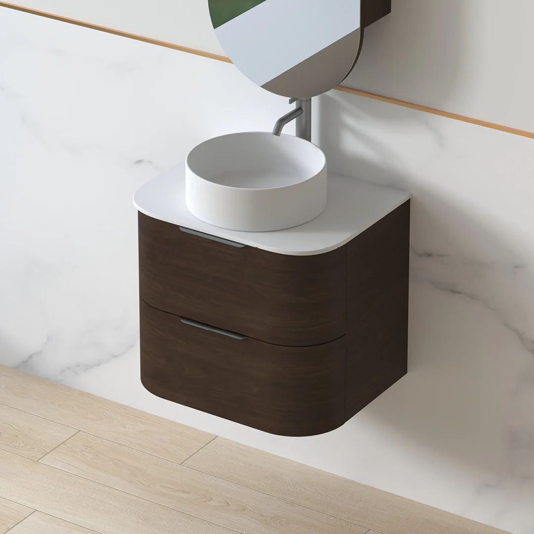 Anela 600 Curved Alder Walnut Wall Hung Vanity - Image 3
