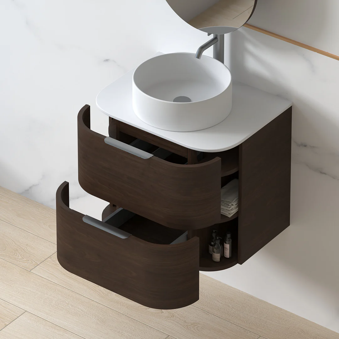 Anela 600 Curved Alder Walnut Wall Hung Vanity - Image 4