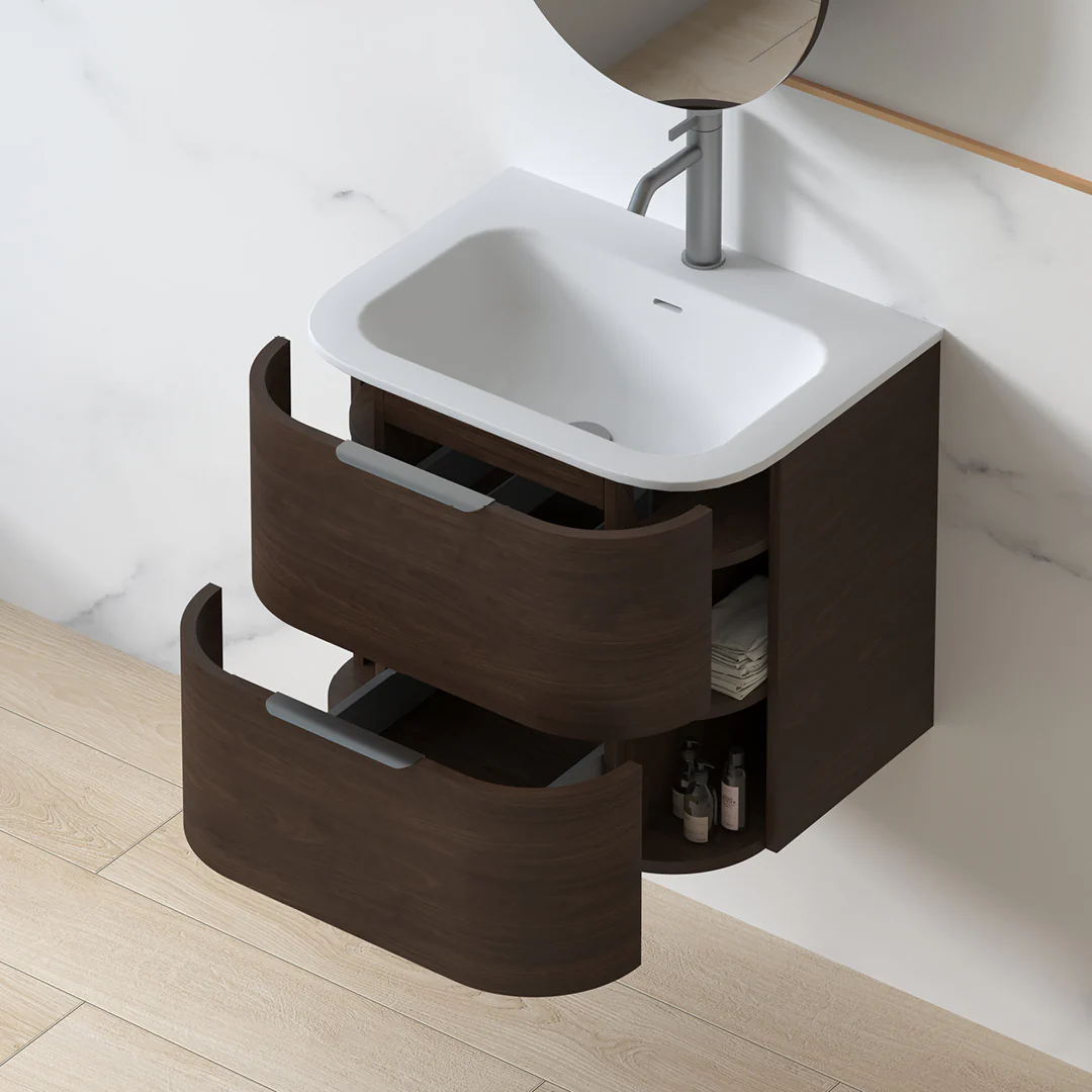 Anela 600 Curved Alder Walnut Wall Hung Vanity - Image 5