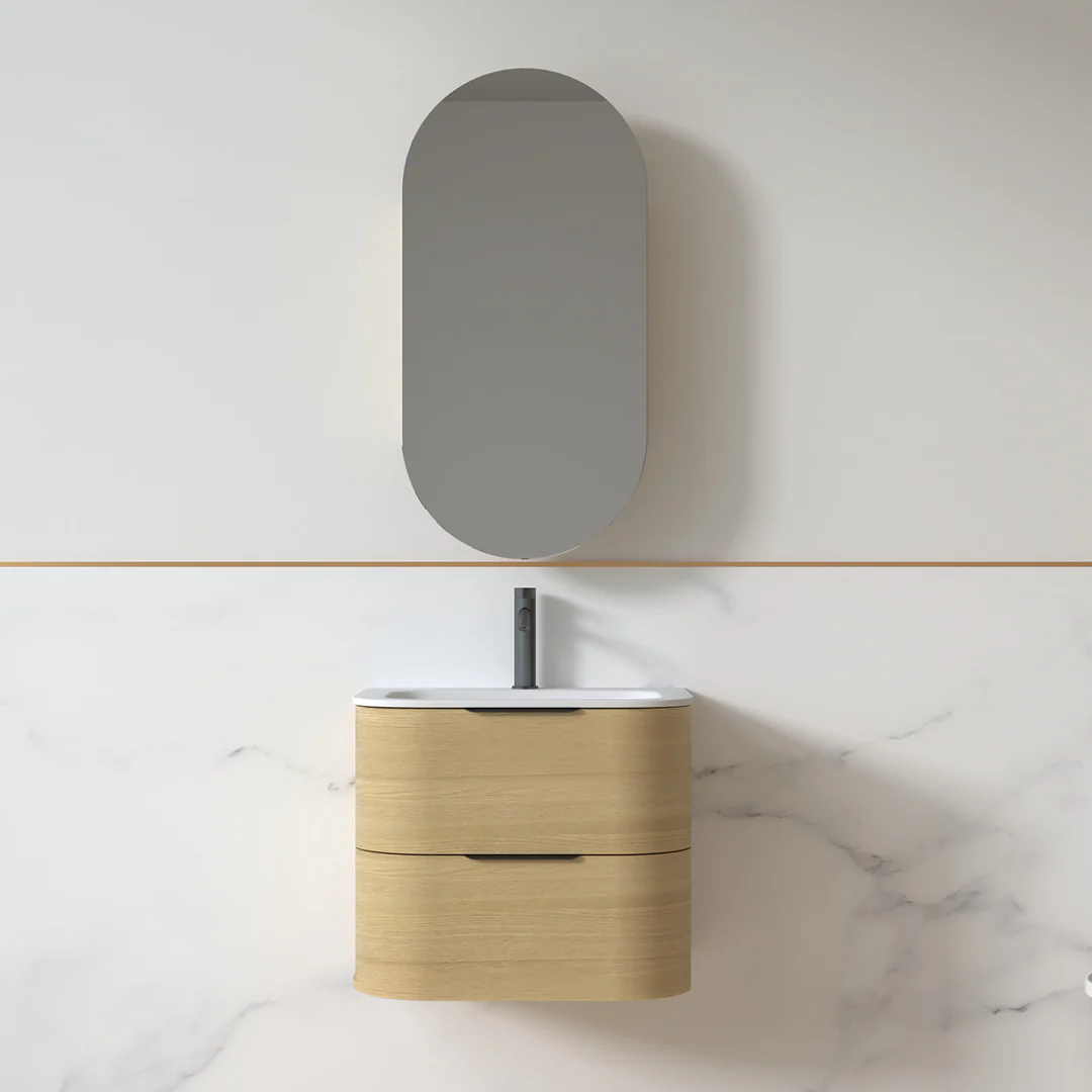 Anela 600 Curved Blonde Oak Wall Hung Vanity - Image 5