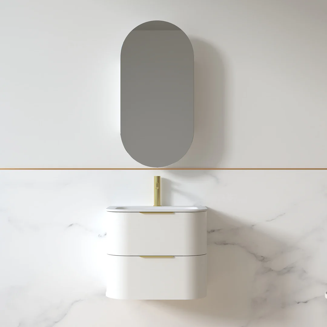 Anela 600 Curved White Grain Wall Hung Vanity - Image 5